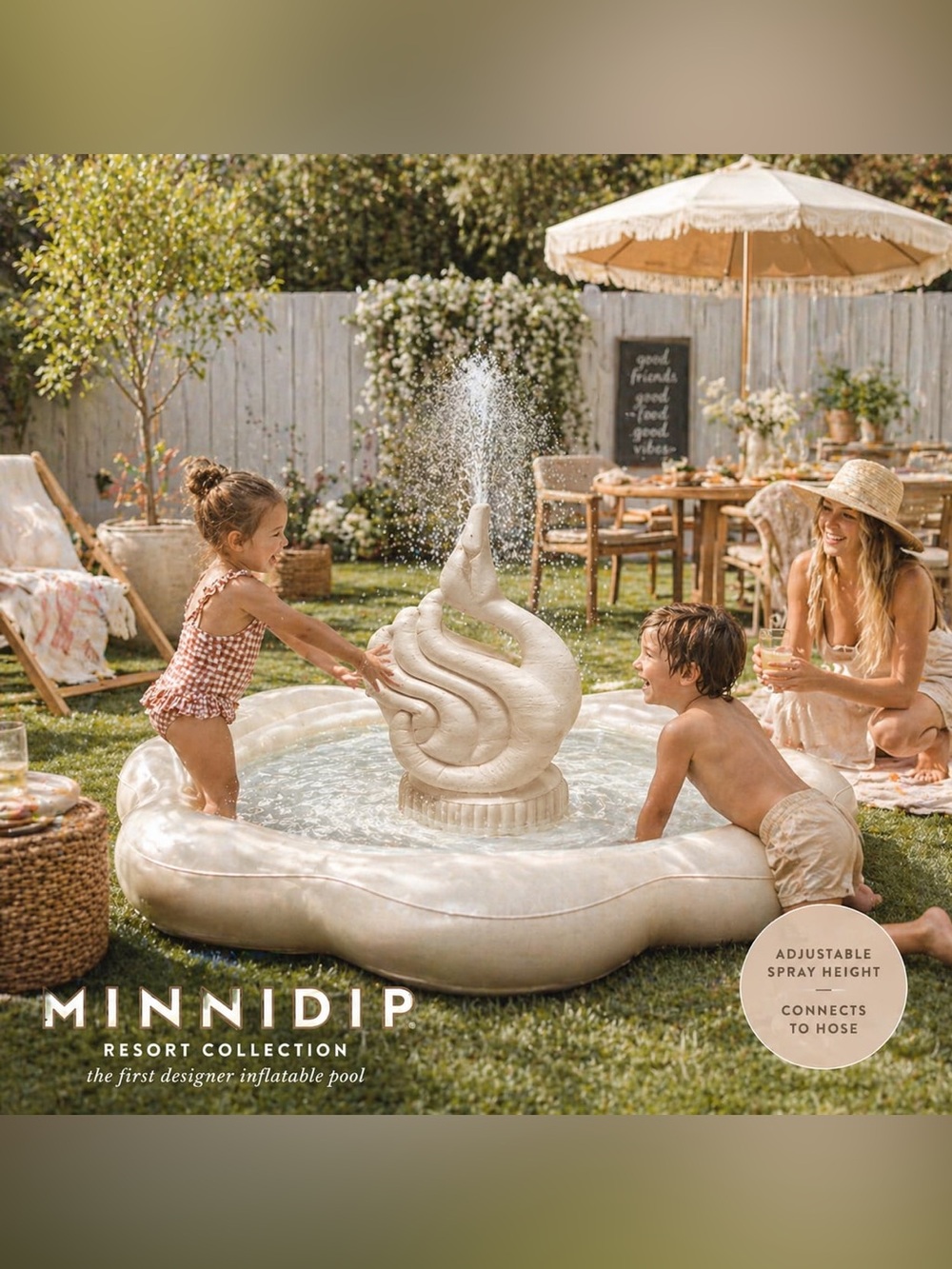Minnidip Coastal Travertine Swan Fountain Sprinkler - NWT